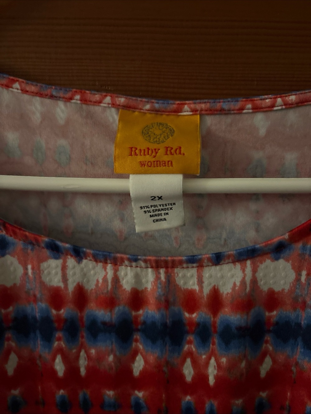 Ruby Rd. Red & Blue Printed Long Sleeve Tunic - Picture 2 of 3